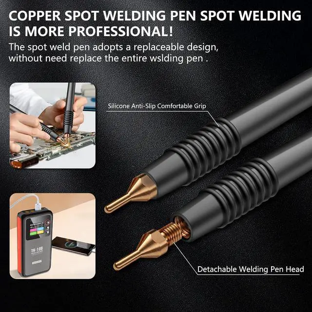 Alt view image 5 of 7 - Battery Spot Welder with LCD Screen, 5000mah Handheld Spot Welder, Spot Welder for Lithium Batteries, Double Pulse Spot Welding 0.1mm-0.25mm for Iron, Stainless Steel, Nickel Strip, 18650 Battery Pack