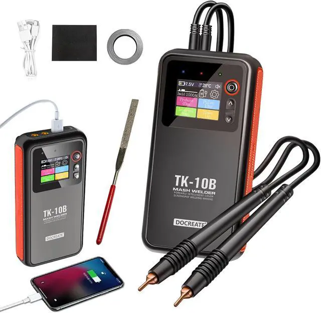 Alt view image 7 of 7 - Battery Spot Welder with LCD Screen, 5000mah Handheld Spot Welder, Spot Welder for Lithium Batteries, Double Pulse Spot Welding 0.1mm-0.25mm for Iron, Stainless Steel, Nickel Strip, 18650 Battery Pack