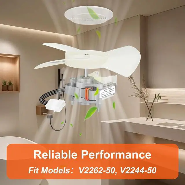Alt view image 2 of 6 - BCD-0388 Mobile Home Bathroom Exhaust Fan Motor Replacement with Blade | 50 CFM Quiet 1.0 Sone Ceiling Vent Fan Motor, Fits V2244-50, V2245-50, V2262-50, Mobile Home Use