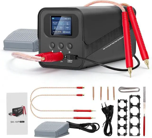 Main image of Capacitor Spot Welder, 10.5KW Portable Battery Spot Welder 2000A with Automatic and Foot Pedal 2 Modes, 0.15-0.4mm Nickel Strip Soldering Kit for 18650/21700/LiFePO4 Battery Pack Building