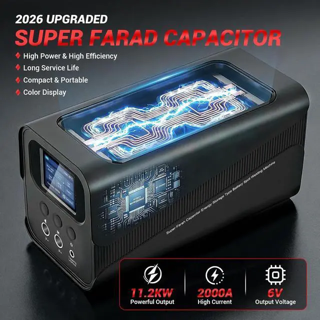 Alt view image 2 of 7 - Capacitor Spot Welder, 10.5KW Portable Battery Spot Welder 2000A with Automatic and Foot Pedal 2 Modes, 0.15-0.4mm Nickel Strip Soldering Kit for 18650/21700/LiFePO4 Battery Pack Building