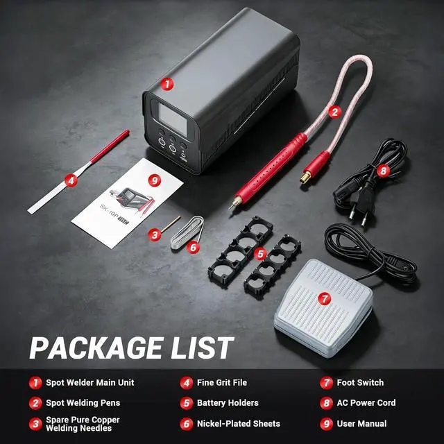 Alt view image 7 of 7 - Capacitor Spot Welder, 10.5KW Portable Battery Spot Welder 2000A with Automatic and Foot Pedal 2 Modes, 0.15-0.4mm Nickel Strip Soldering Kit for 18650/21700/LiFePO4 Battery Pack Building