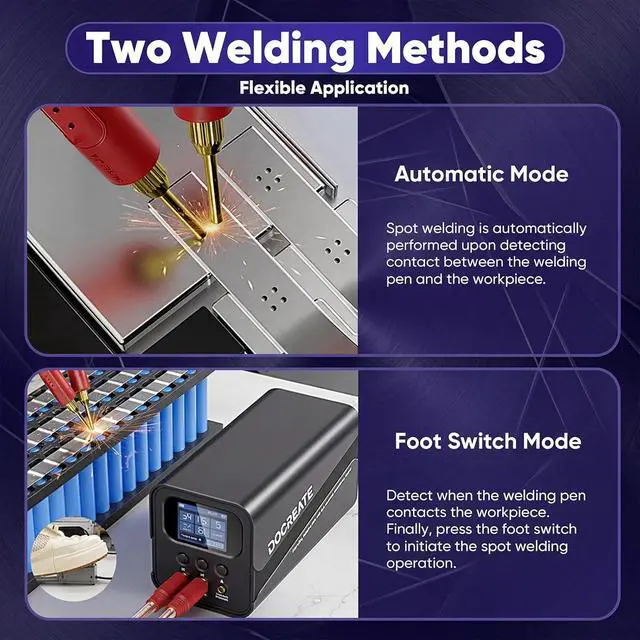 Alt view image 3 of 7 - 10.5 kW Capacitor Spot Welder for Battery Packs, 100-240V | Automatic and foot-pedal modes for compatible 18650, 21700 and LiFePO4 cells, includes nickel strip welding accessories