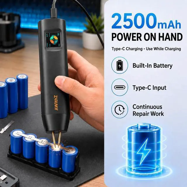 Alt view image 4 of 7 - Battery Spot Welder with 3700W MAX 1.5" LCD Display | 1000A Double-ended 99 Adjustable Levels, Auto/Manual Modes, 7-Language UI, Portable Spot Welder for Nickle