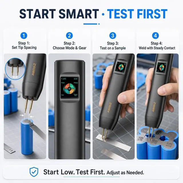Alt view image 7 of 7 - Battery Spot Welder with 3700W MAX 1.5" LCD Display | 1000A Double-ended 99 Adjustable Levels, Auto/Manual Modes, 7-Language UI, Portable Spot Welder for Nickle