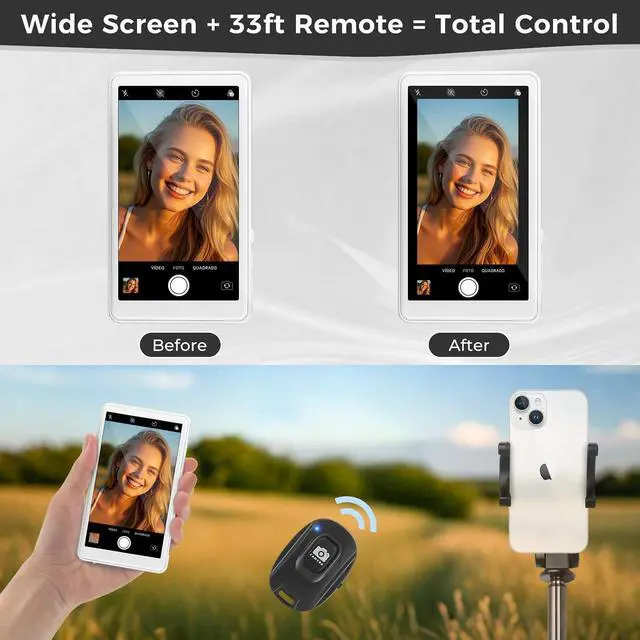 Alt view image 4 of 7 - Vlog Selfie Monitor Screen iPhone, Back Camera Monitor iPhone, White | Wireless Magnetic Selfie Screen for Android with Bluetooth Remote 1800mAh 3-Level Brightness Wide Screen Mode for Live Stream