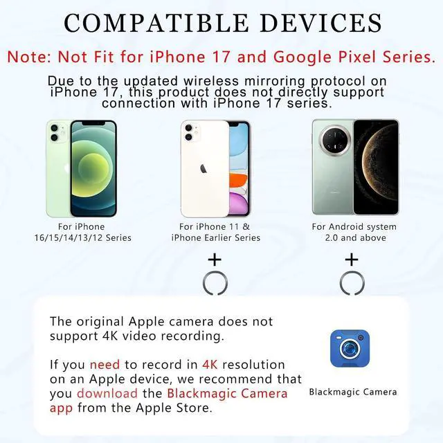 Alt view image 7 of 7 - Vlog Selfie Monitor Screen iPhone, Back Camera Monitor iPhone, White | Wireless Magnetic Selfie Screen for Android with Bluetooth Remote 1800mAh 3-Level Brightness Wide Screen Mode for Live Stream