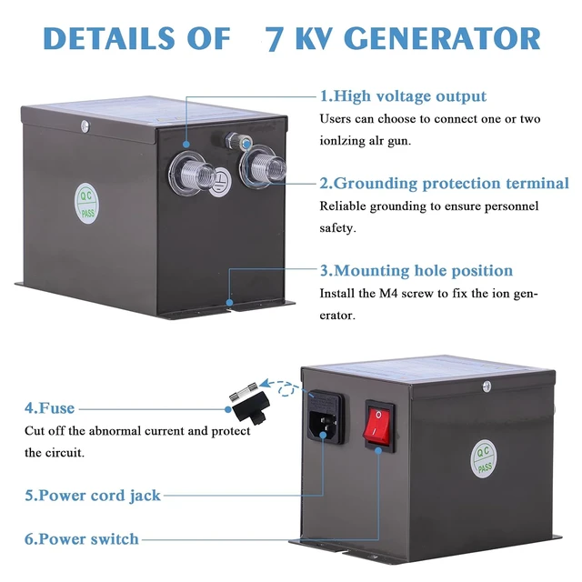 Alt view image 3 of 7 - Ionizing Antistatic Electrostatic Eliminator Anti Static Ionizer + 4.6KV High Voltage Generator 110v by