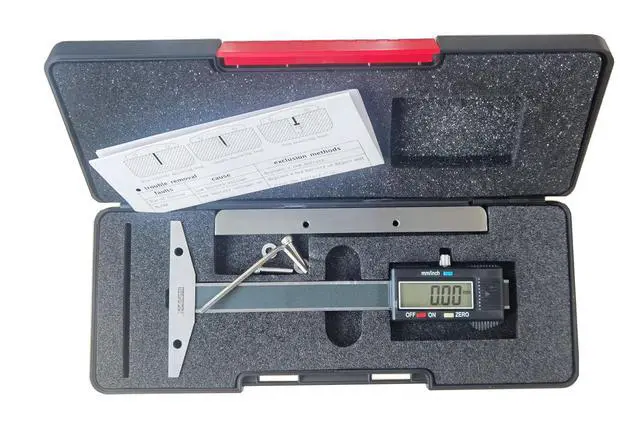 Alt view image 3 of 6 - Digital Depth Caliper with Detachable Wide Jaw Bridge - 0-6"/150mm Stainless Steel Depth Gauge, 0.001" Precision, Extra-Large LCD Screen for Professionals, Machining & DIY Measurements