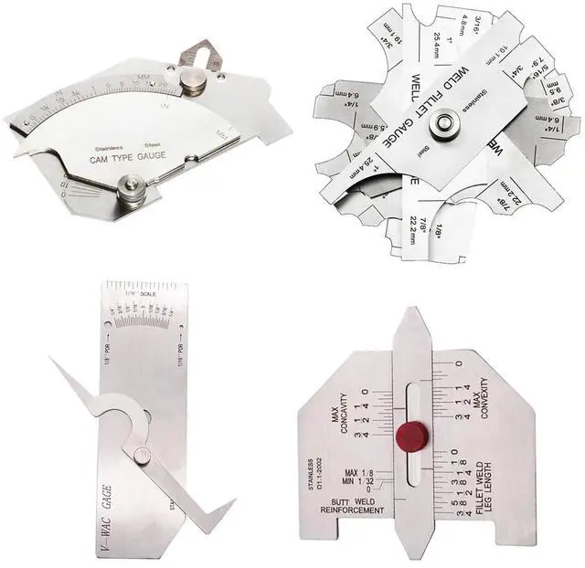 Main image of Weld Gauge Set Includes Cam Type Gauge and Weld Fillet Gauge and Porosity Undercuts Checking Gauge and Convexity Concavity Welding Gauge Inch