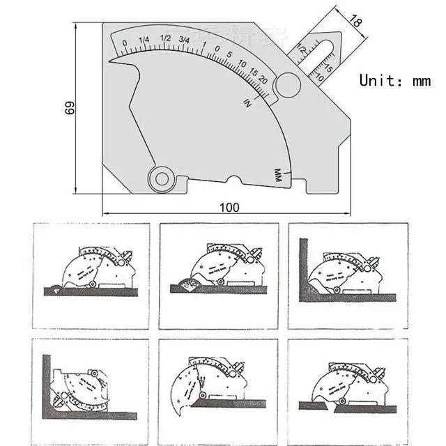 Alt view image 5 of 7 - Weld Gauge Set Includes Cam Type Gauge and Weld Fillet Gauge and Porosity Undercuts Checking Gauge and Convexity Concavity Welding Gauge Inch