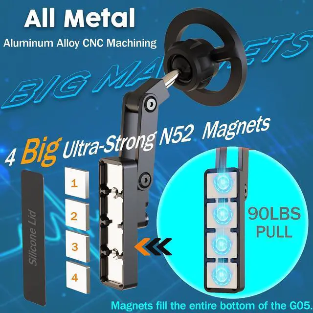 Alt view image 3 of 7 - Magnetic Golf Cart Phone Mount, Gym Metal Phone Holder with 4 Adjustable Joints, 90Ib Strong Magnet Power, 360° Rotation with Tube Clamp for Golf Cart, Gym, WorkShop's Iron Metal Surface- Black