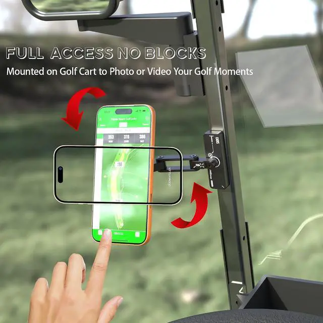 Alt view image 4 of 7 - Magnetic Golf Cart Phone Mount, Gym Metal Phone Holder with 4 Adjustable Joints, 90Ib Strong Magnet Power, 360° Rotation with Tube Clamp for Golf Cart, Gym, WorkShop's Iron Metal Surface- Black