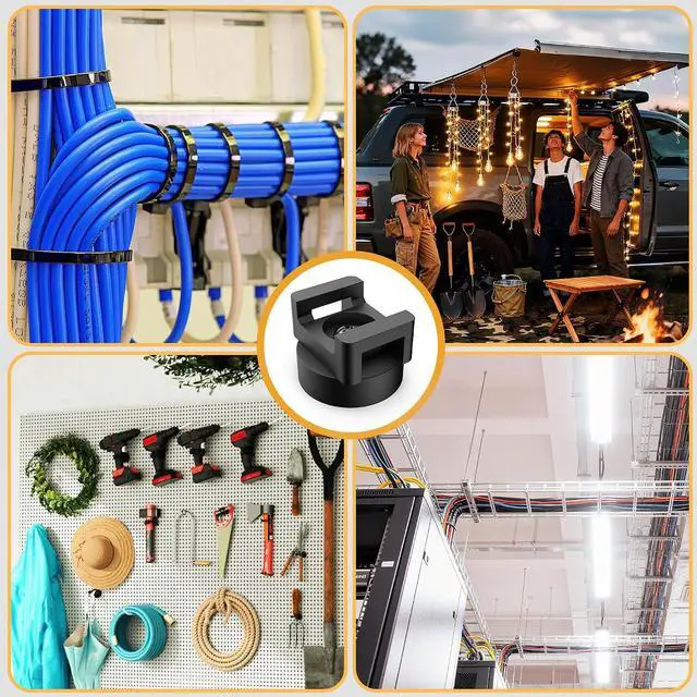 Alt view image 6 of 7 - 20 Pcs Magnetic Zip Tie Mount Base 26lbs Strong Magnetic Zip Tie Holder Multipurpose Magnet Cable Tie Clips Holder Wire Management Clips for Home Office Marine Electrical Wiring Organization Black