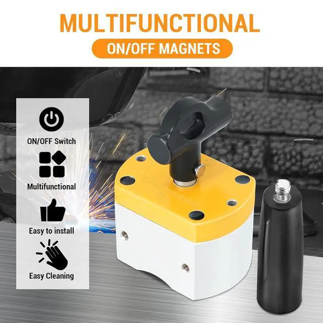 Alt view image 2 of 7 - 600 lbs ON/Off Switchable Magnet, Magnetic Welding Holder, Multipurpose Magnetic Base for Lifting, Handling, Metal Screening, Weld Positioning & Metal Salvage