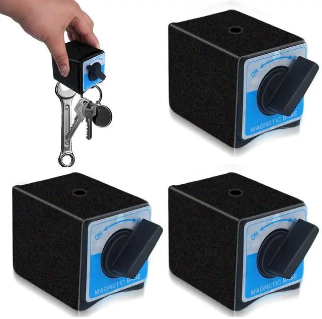 Main image of 3 Pcs 8T Magnetic Base Holder Bed On/Off Switch, M8 x 1.25 Tapped Hole, 132 Lbs Holding Power, 2.7 x 2.2 x 2 Inch, Switchable Base Stand, Adjustment Arm, for Indicator Usage