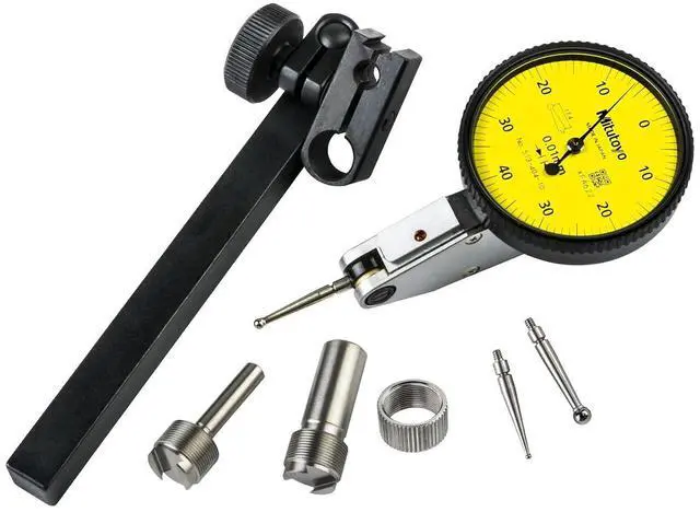 Main image of 513-404-10T DIAL TI, Full, STD .8 mm, 3 m Accuracy, 0.01 mm, Yellow | Full set, 20.9 mm contact point length, +/-0.008 mm accuracy, carbide-tipped contact point, reversible measuring direction