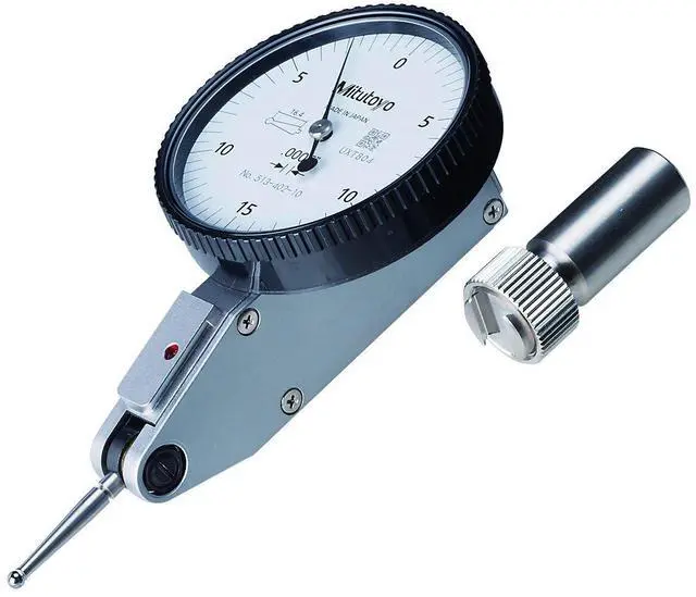 Main image of 513-402-10E DIAL TI, BAS, STD 0.03", 0.0002" Accuracy, 0.0005", White | Basic set, 19.9 mm contact point length, +/-0.0005" accuracy, carbide-tipped contact point, reversible measuring direction
