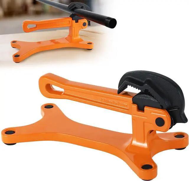 Main image of Portable Pipe Vise, Aluminum Lightweight Portable Pipe Vise for 1/8" to 1-1/2" Pipes, Non Slip Clamp Jaw with Serrated, Ideal for Plumbing Operations (Orange)