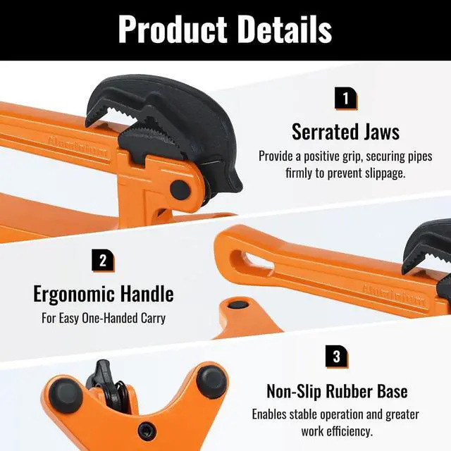 Alt view image 3 of 6 - Portable Pipe Vise, Aluminum Lightweight Portable Pipe Vise for 1/8" to 1-1/2" Pipes, Non Slip Clamp Jaw with Serrated, Ideal for Plumbing Operations (Orange)