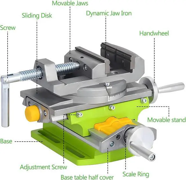 Alt view image 2 of 7 - 3 Cross Slide Drill Press Vise, 2 Way X-Y Compound Benchtop Drill Press Vise with 90° Rotary Table, for Mini Milling Machine