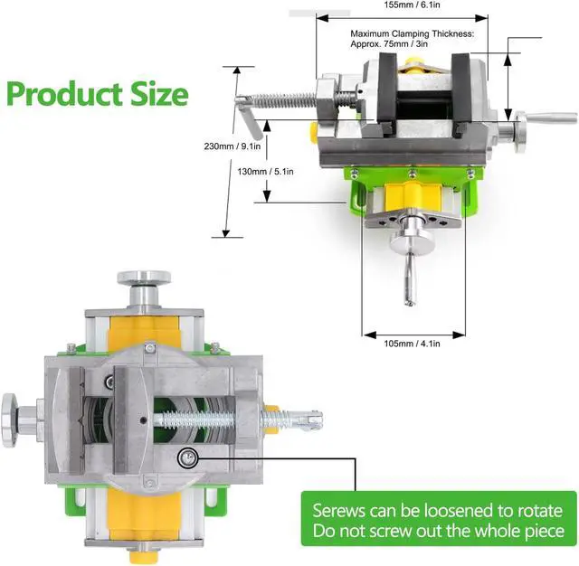 Alt view image 3 of 7 - 3 Cross Slide Drill Press Vise, 2 Way X-Y Compound Benchtop Drill Press Vise with 90° Rotary Table, for Mini Milling Machine