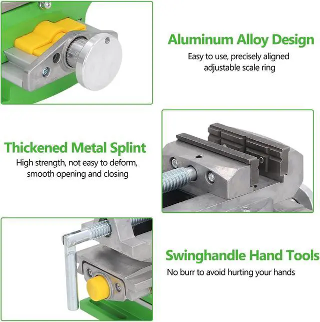 Alt view image 4 of 7 - 3 Cross Slide Drill Press Vise, 2 Way X-Y Compound Benchtop Drill Press Vise with 90° Rotary Table, for Mini Milling Machine