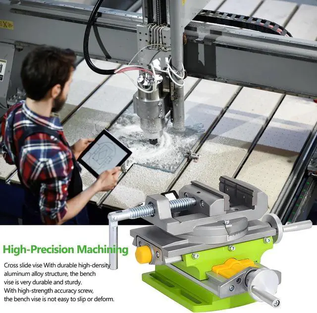 Alt view image 6 of 7 - 3 Cross Slide Drill Press Vise, 2 Way X-Y Compound Benchtop Drill Press Vise with 90° Rotary Table, for Mini Milling Machine