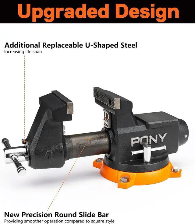 Alt view image 5 of 7 - 4 Inch Heavy Duty Bench Vise, 4400LBS Clamping Force Pro Workshop Vise | Vice for Workbench with 360° Rotatable Base and Anvil, 4-inch Jaw Width and Opening for Woodworking, Drilling, Pipe Cutting