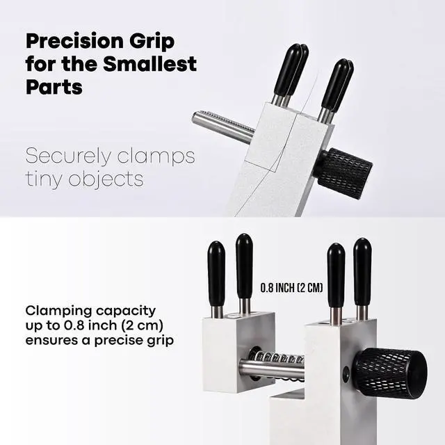 Alt view image 3 of 7 - Mini Vise Table Top Clamp - Small Bench Vice for Hobby Jewelers - Adjustable Aluminum Alloy 360° Rotatable with 0-2.48' Clamping Range for Jewelry Making DIY Projects Crafts Repair Tool