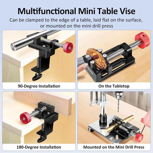 Alt view image 3 of 7 - ArtyMaster Mini Drill Press Vise with Rubber Soft Jaws, 0-2.48" Clamping Range Mini Vice Clamp for Crafts, Jewelry Making, Modeling and Repairs, Precision Aluminum Small Vise for Small Projects