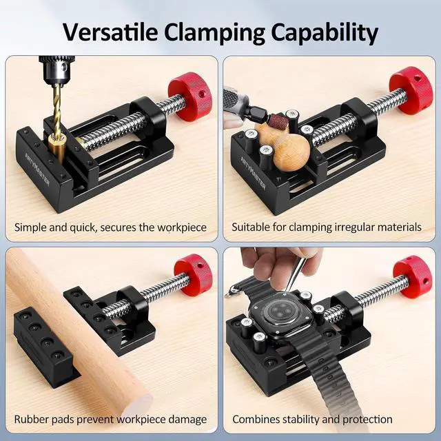 Alt view image 4 of 7 - ArtyMaster Mini Drill Press Vise with Rubber Soft Jaws, 0-2.48" Clamping Range Mini Vice Clamp for Crafts, Jewelry Making, Modeling and Repairs, Precision Aluminum Small Vise for Small Projects