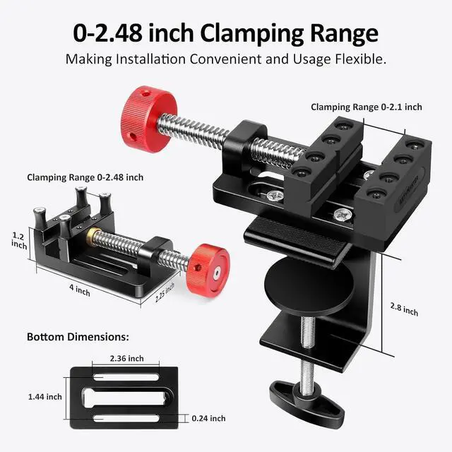 Alt view image 5 of 7 - ArtyMaster Mini Drill Press Vise with Rubber Soft Jaws, 0-2.48" Clamping Range Mini Vice Clamp for Crafts, Jewelry Making, Modeling and Repairs, Precision Aluminum Small Vise for Small Projects