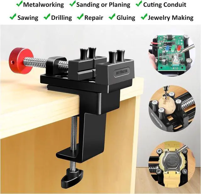 Alt view image 6 of 7 - ArtyMaster Mini Drill Press Vise with Rubber Soft Jaws, 0-2.48" Clamping Range Mini Vice Clamp for Crafts, Jewelry Making, Modeling and Repairs, Precision Aluminum Small Vise for Small Projects