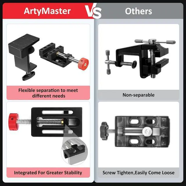 Alt view image 7 of 7 - ArtyMaster Mini Drill Press Vise with Rubber Soft Jaws, 0-2.48" Clamping Range Mini Vice Clamp for Crafts, Jewelry Making, Modeling and Repairs, Precision Aluminum Small Vise for Small Projects