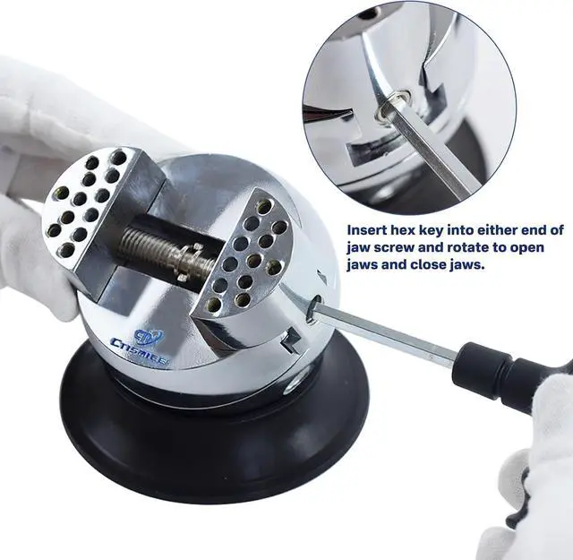 Alt view image 2 of 6 - Ball Vise 3 Inch Engraving Block Setting Tool for Jewelry Making | 360° Rotation Jewelers Mini Ball Vice with 34pcs Pin Plate Attachments for Small-Scale Engraving, Diamond and Bezels Setting