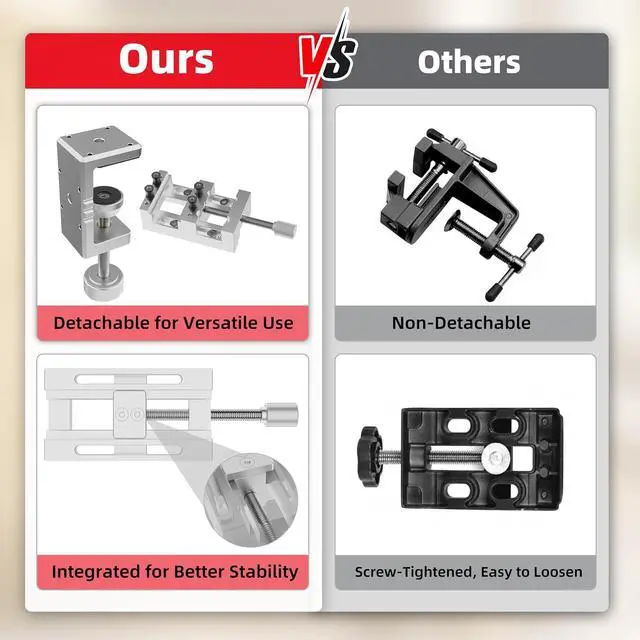 Alt view image 7 of 7 - Mini Drill Press Vise & C-Clamp Desk Mount, Precision Aluminum Alloy Mini Vise with 0-1.85" Clamping Range, Universal Workbench Clamp for Woodworking, Jewelry Making, Precision Repair, DIY