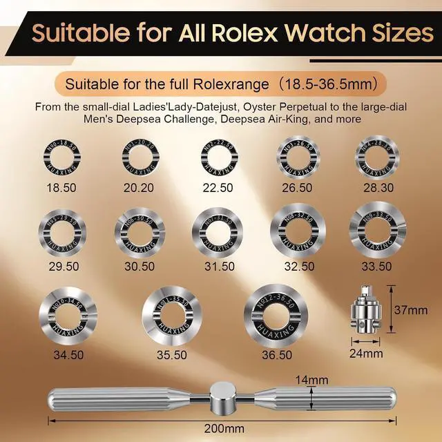 Alt view image 2 of 6 - Watch Repair Tool, 5537 Watch Case Back Opener Tools for Rolex Tudor | Watch Back Remover Tool with 13 Dies Fit