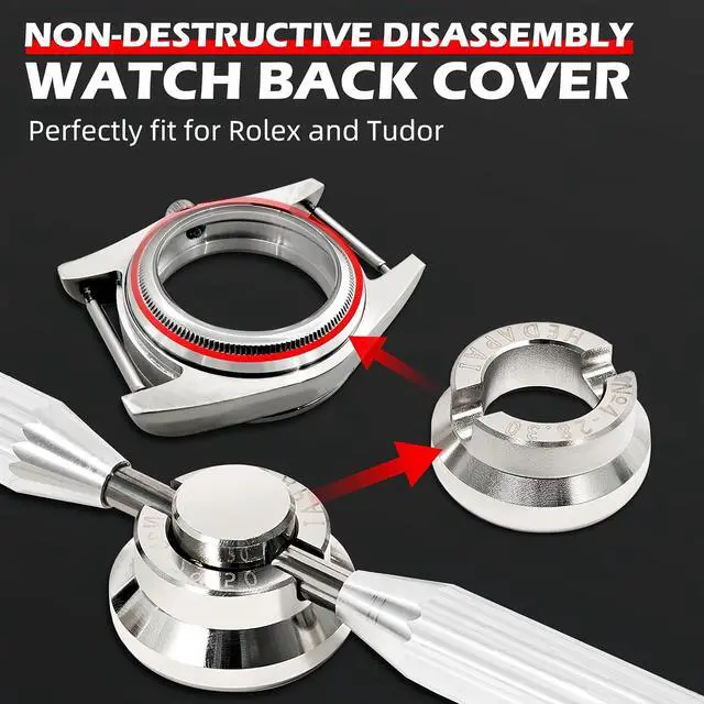 Alt view image 7 of 7 - Watch Back Remover Tool, 5537 Watch Case Back Opener Tools, Heavy Duty Alloy Steel Watch Repair Tools Kit Fit for Rolex Tudor with 13PCS Precision Dies 18.5mm-36.5mm