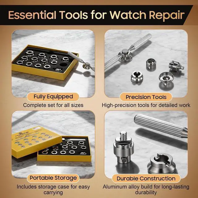 Alt view image 4 of 6 - Watch Repair Tool, 5537 Watch Case Back Opener Tools for Rolex Tudor | Watch Back Remover Tool with 13 Dies Fit