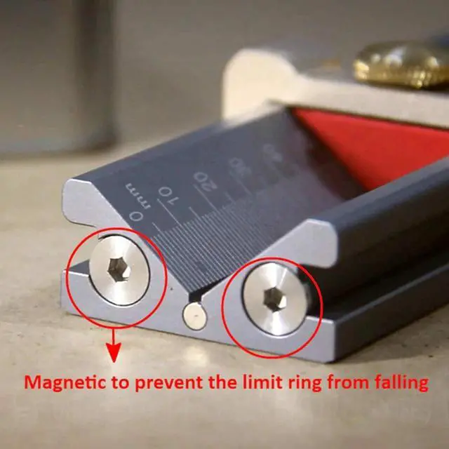 Alt view image 3 of 7 - 3 in 1 Multifunction Measuring Gauge Drill Depth Gauge Drill Stop Measure and Drill Point Angle Gauge Grinding Gage and Table Saw Height Gauge Woodworking Tool