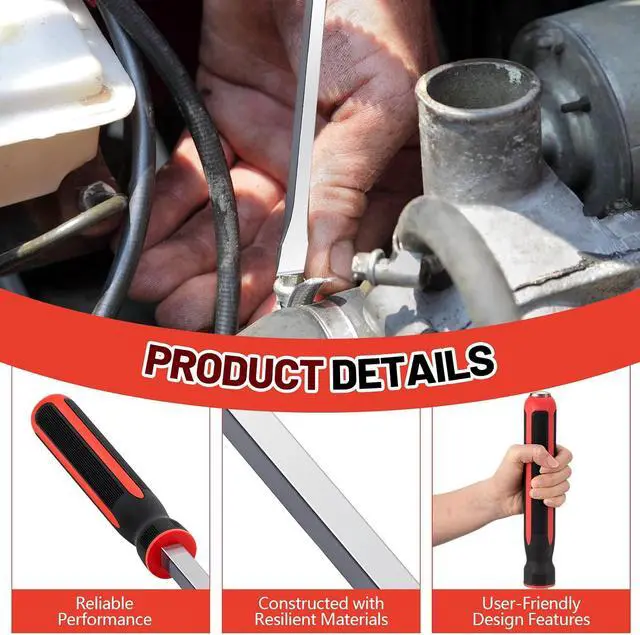 Alt view image 4 of 6 - 2 Pack 36" x 5/8" Jumbo Go Through Screwdriver Set, Extra Long Straight Head Pry Bar with Handle, Square Steel Shaft, Heavy Duty Demolition Flathead/Slotted Screwdriver for Auto Repair