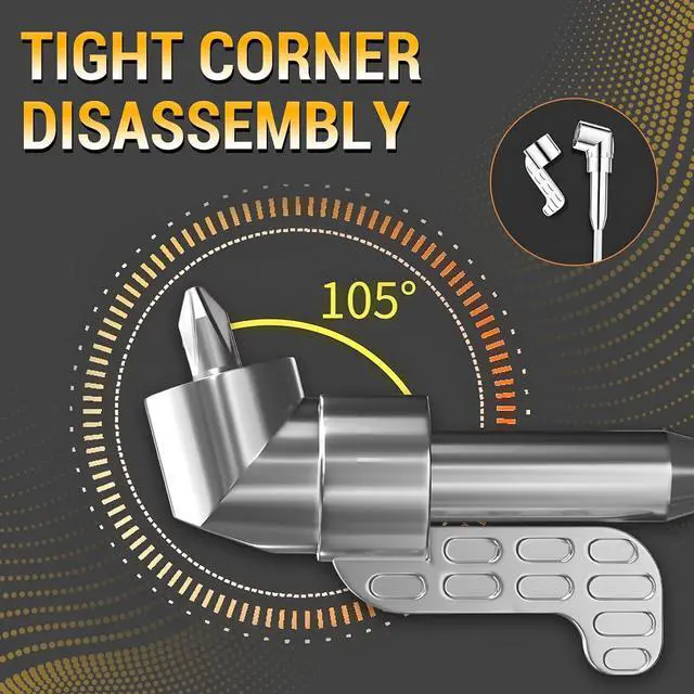Alt view image 4 of 7 - 105 Degree Right Angle Drill Adapter, Right Angle Head Drill Driver Extension Bit Power Screwdriver Socket Adapter, Corner Tool Screw Hub with Multi-function Bend Screwdriver Bit (Long)