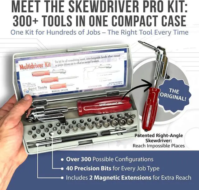 Alt view image 2 of 7 - Professional Screwdriver Kit. 300 Tools in 1. Offset Right Angle Attachment For Low Profile Areas. Storage Case With 40 Bits. The Most Versatile Tool Set For Home Repair & Auto Mechanics.