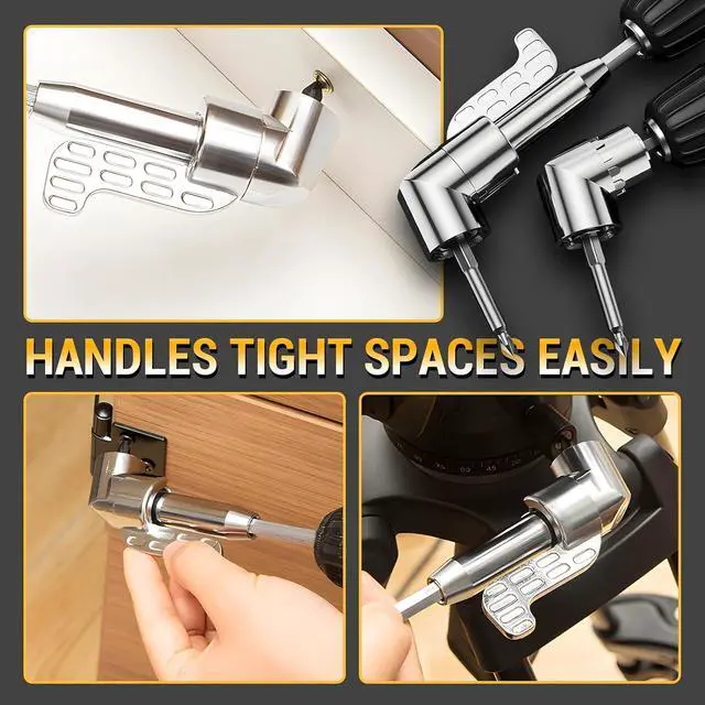 Alt view image 6 of 7 - 105 Degree Right Angle Drill Adapter, Right Angle Head Drill Driver Extension Bit Power Screwdriver Socket Adapter, Corner Tool Screw Hub with Multi-function Bend Screwdriver Bit (Long)
