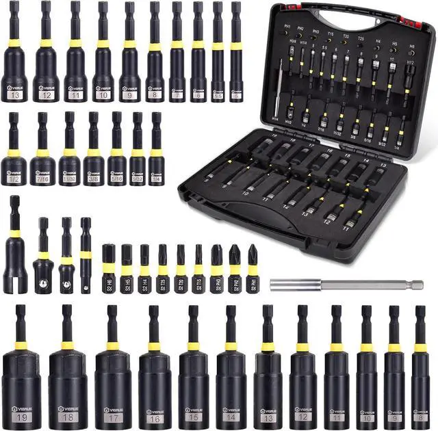 Main image of 43PCS Impact Driver Nut Set, Magnetic & Deep, Metric/SAE, with Bits | Magnetic Deep Nut Drivers, Wing Nut Driver, 1/4 Quick Change, Phillips/Torx/Hex Bits with Extension for Auto & Home Repair