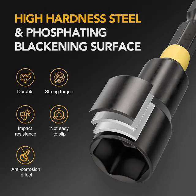 Alt view image 6 of 7 - 43PCS Impact Driver Nut Set, Magnetic & Deep, Metric/SAE, with Bits | Magnetic Deep Nut Drivers, Wing Nut Driver, 1/4 Quick Change, Phillips/Torx/Hex Bits with Extension for Auto & Home Repair