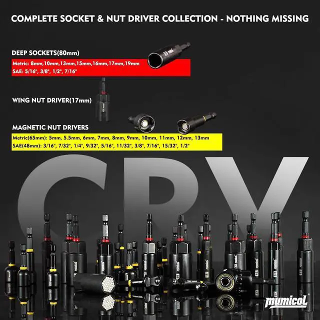 Alt view image 2 of 7 - 86PCS Magnetic Impact Nut Driver Set Metric & SAE | Deep Nut Drivers, Ratcheting Screwdriver, Universal Joint & Socket, Wing Nut Driver, Power Bits, Storage Case