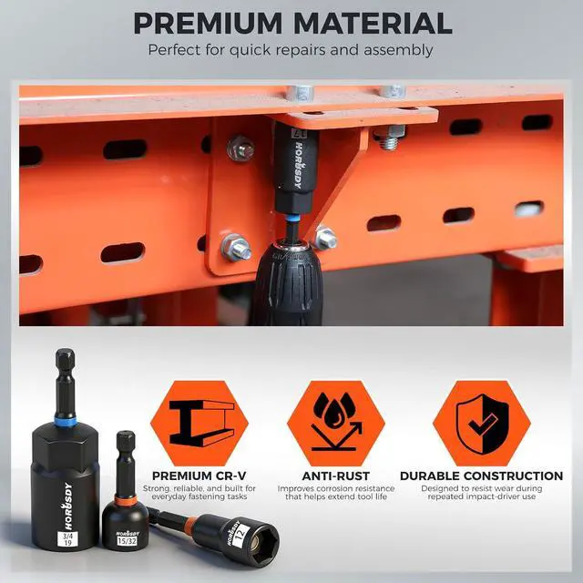 Alt view image 6 of 7 - Upgraded 79-Piece Magnetic Impact Nut Driver Set, Metric & SAE with 3LB Magnetic Pickup Tool, Socket Adapters, Wing Nut Driver, Universal Sockets, Quick-Change Bit Holder & Extensions, Power Bits