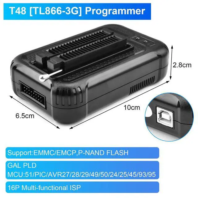 Alt view image 3 of 6 - T48 TL866-3G Programmer,TL866II Upgrade Programmer Support 31000+ ICS for SPI/NAND/EMMC/EMCP/Flash/MCU/Tester/TL866CS TL866II Plus +(12 Parts)